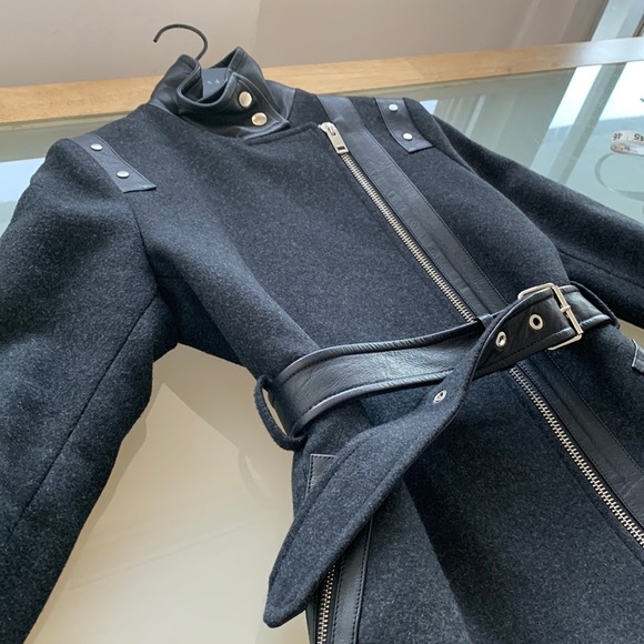 BNWT DIESEL SUELO  LEATHER WOOL JACKET TRENCH WINTER COAT SPRING SZ XXS - Picture 13 of 15